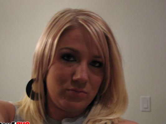 12P Horny blonde babe Austin takes selfies of her perky boobs and shaved pussy