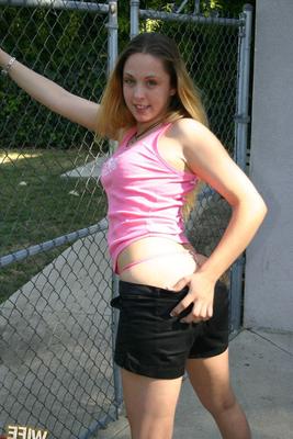 18P Sassy teen strips naked outdoors before getting slut tagged & sucking BBC