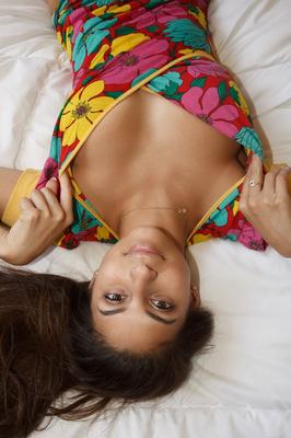 11P Cute teen girlfriend Nina North flaunts beautiful tits and poses on the bed