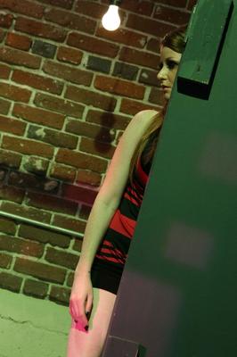 17P Horny redhead Nikki Rhodes spreads legs and touches herself in public