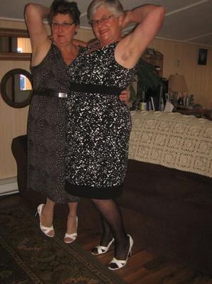 20P Fat nan Girdle Goddess and her old girlfriend free their saggy boobs and twats