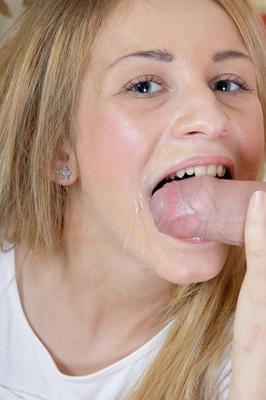 16P Young blonde girl sucks the cum from a cock after painful intercourse