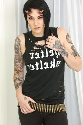 17P Punk slut Nikki Hearts with cute horns and tattoos gets nude and poses