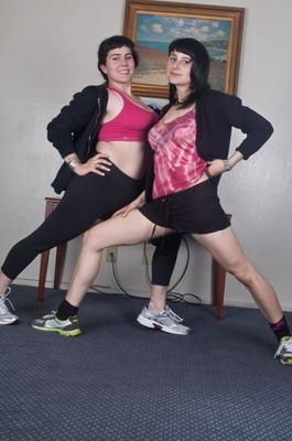 18P Big titted dykes Cleo and Sarah S strip, lick and finger each other's beaver