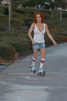 17P Naughty redhead wife Shannon Kelly rolls up her skirt and shows red panties