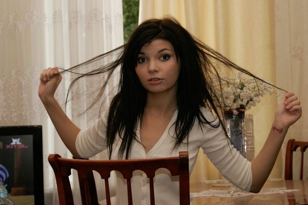 15P Thin girl Kaira 18 shows her firm breasts in a cute thong during a solo scene