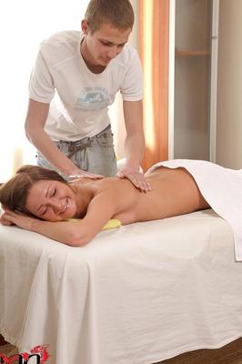 21P Shy Euro teen Lena E strips in the massage room and gets fucked by her masseur
