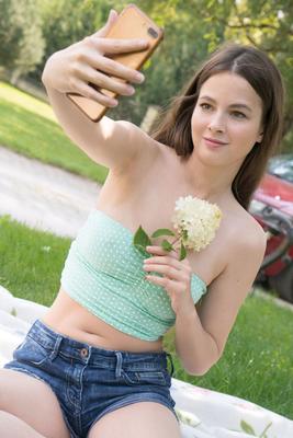 21P Innocent teen babe Haddie strips in the back yard and shows her perfect body