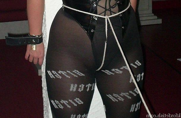 16P Blonde sex slave sports a ball gag and nipple clamps while being masturbated