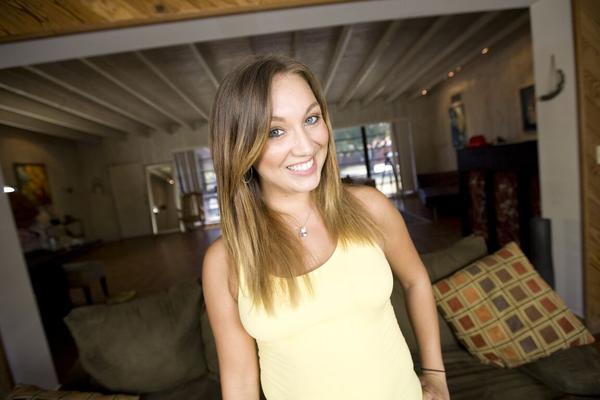 17P American teen pornstar Stacey Hopkins shows her big ass in a closeup