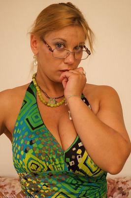 21P Stunning mom in glasses Luba reveals her fantastic tits and masturbates