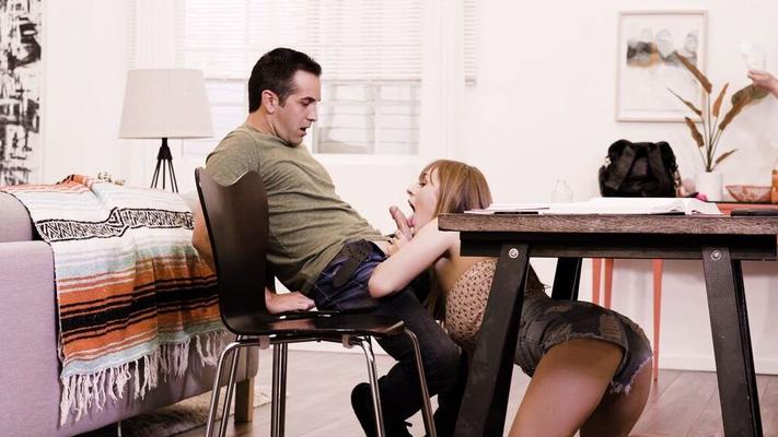 15P Horny teen Angel Youngs seduces her stepdad with her mom in the same room