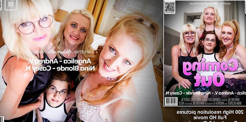 11P 成熟したブロンドが若い赤毛の女の子とレズビアンの4人組をする