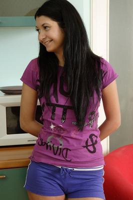 12P Barely legal brunette receives open mouth facial after fucking in her joggers