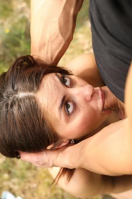 16P Dark-haired European teen Nikki Waine gets mouth banged hardcore in the woods