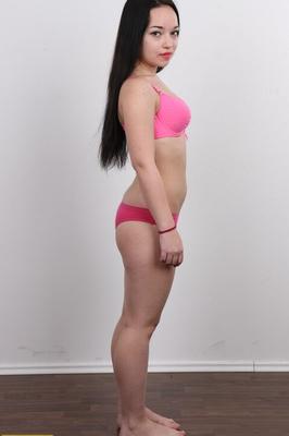 20P Petite girl Adriana stands naked while posing nude for the first time