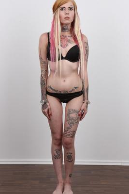 20P Tattooed amateur Jirina takes off all her clothes for nude posing