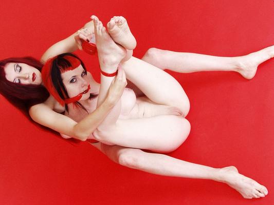 18P Redheaded females Szandora and Yolanda partake in lezdom play