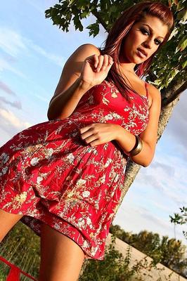 15P Amateur solo girl Briana Lee flashes her tits and twat in the countryside