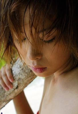 16P Japanese model Minami Aikawa exposes her perky teen tits and hairy muff