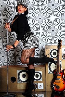 14P Retro Danica in 60s style mini skirt, pantyhose and boots