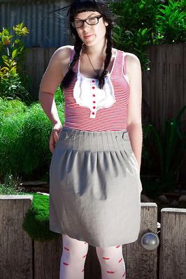16P Chunky chick Viola posing solo outdoors in long socks and pigtails