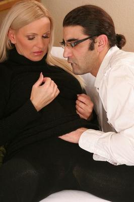 16P Well-stacked european MILF in stockings gets shagged and facialized