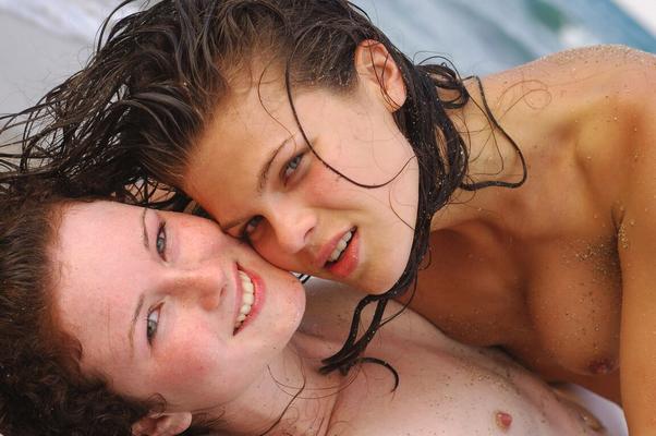 17P Beautiful evening on the beach with skinny photo models Adriana E and Uma B