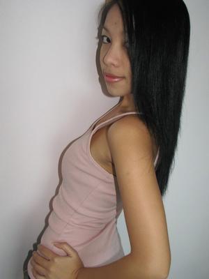 12P Skinny Asian girl reveals her teensy titties and petite ass on her knees