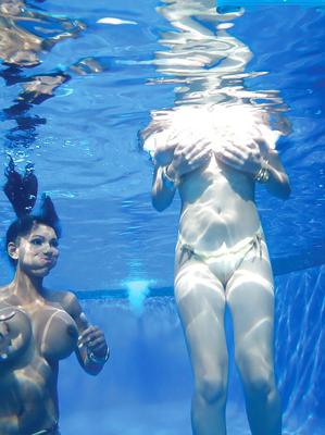 16P Pornstar Valory Irene and girlfriend show off nice melons underwater