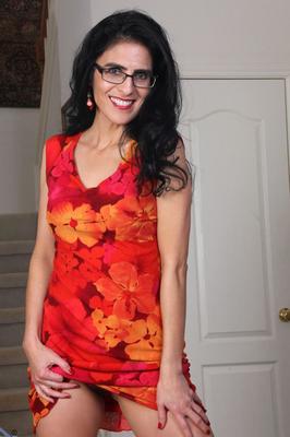 21P Stunning brunette Theresa Soza showing off her shaved pussy in glasses