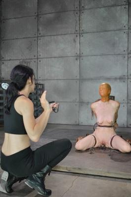 16P Slaves Emma & Emma restrained & shocked in brutal live bondage session