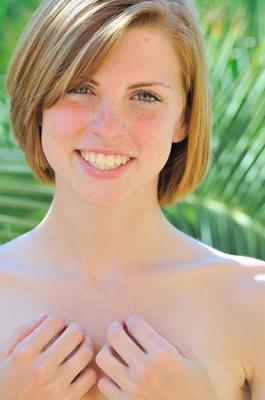 20P Sweet teen Aubrey strips nude and teases with her tiny boobs outdoors