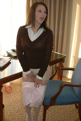 12P Attractive amateur office girl Kate strips down naked at work