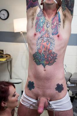 20P Dr Mz Berlin tortures a tattooed dude's dick at the rehabilitation center