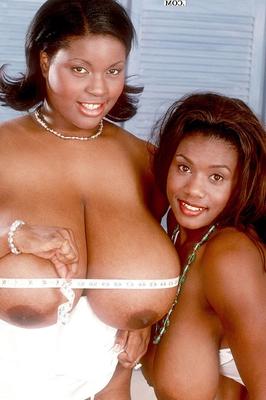 17P Ebony MILFs Jenny & Sammie Black playing with their enormous breasts