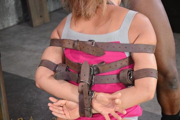 16P Busty Asian lady Ava Devine gets fucked by black and white cocks in restraints
