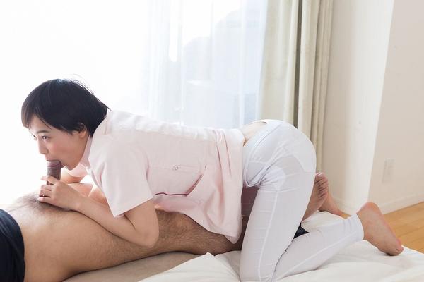 16P Short haired Japanese teen spits a mouthful of cum into hand after a blowjob