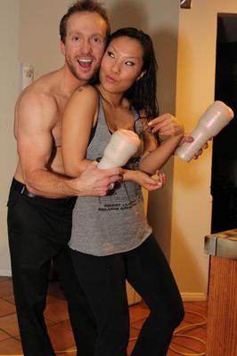 17P Hot Asian pornstar Asa Akira masturbates hard cock with Fleshlight sex toy