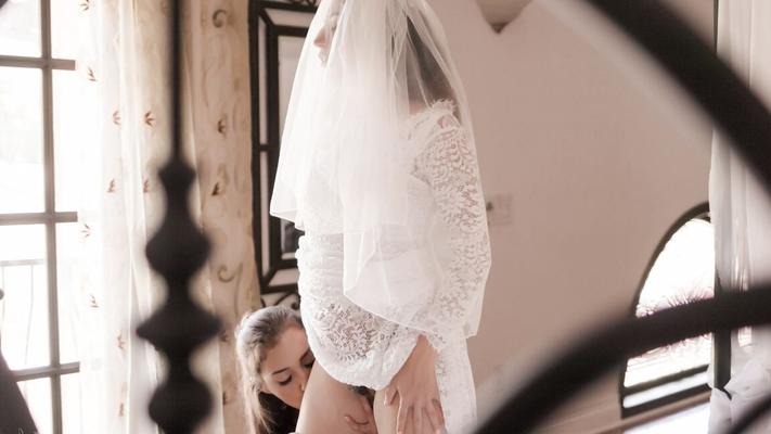 15P New bride has a lesbian threesome with her girlfriends on her wedding day