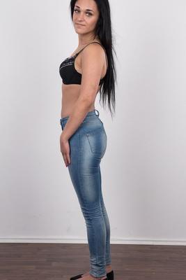 20P Pretty black haired Lucka peels off her tight jeans and show closeup nipples