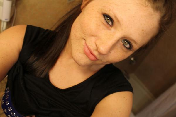 12P Self shot of Freckles' overgrown knockers decked out in pleasing lacy attire