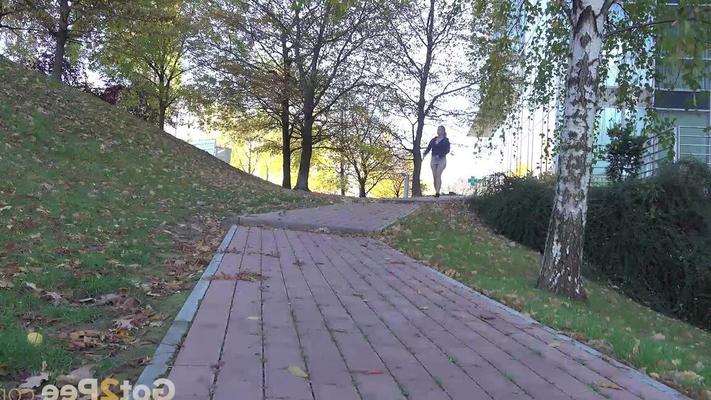 15P Curvy Licky Lex squats to pee in the city