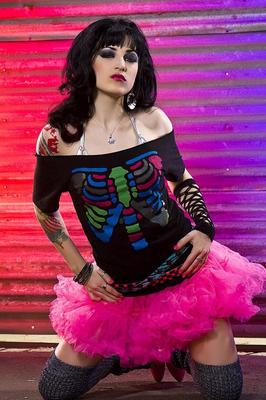 17P Colorful goth model Draven star in pink tut flaunts her shapely petite ass
