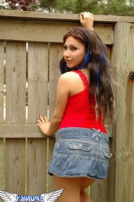 12P Beautiful teen Angel flashing hot panty upskirt and teasing in thong outdoors