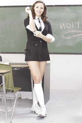 16P Naughty schoolgirl Chanel Preston up-skirts & slips off her panties