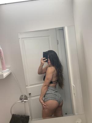 12P Solo model Abbie Maley takes mirror selfies while getting completely naked