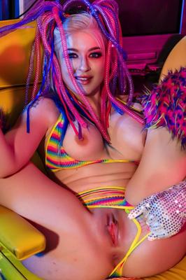 12P Sexy MILF Leya Falcon exposes her tits and twat amid retro electronic gear