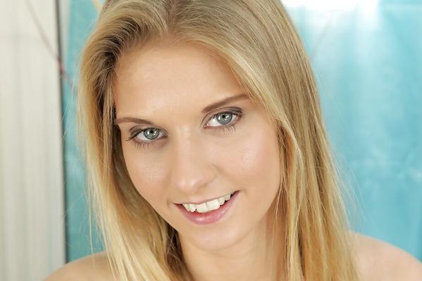 16P Sexy blonde chick Xenia spreading legs to expose puffy pussy