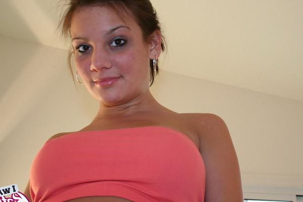 12P Teen first timer Kate Crush wears her hair up while unleashing her firm boobs